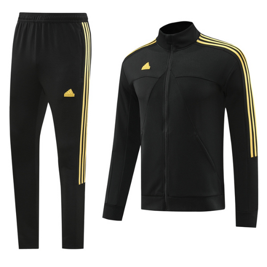 Adidas Black and Yellow Cold Set Jacket and Pants